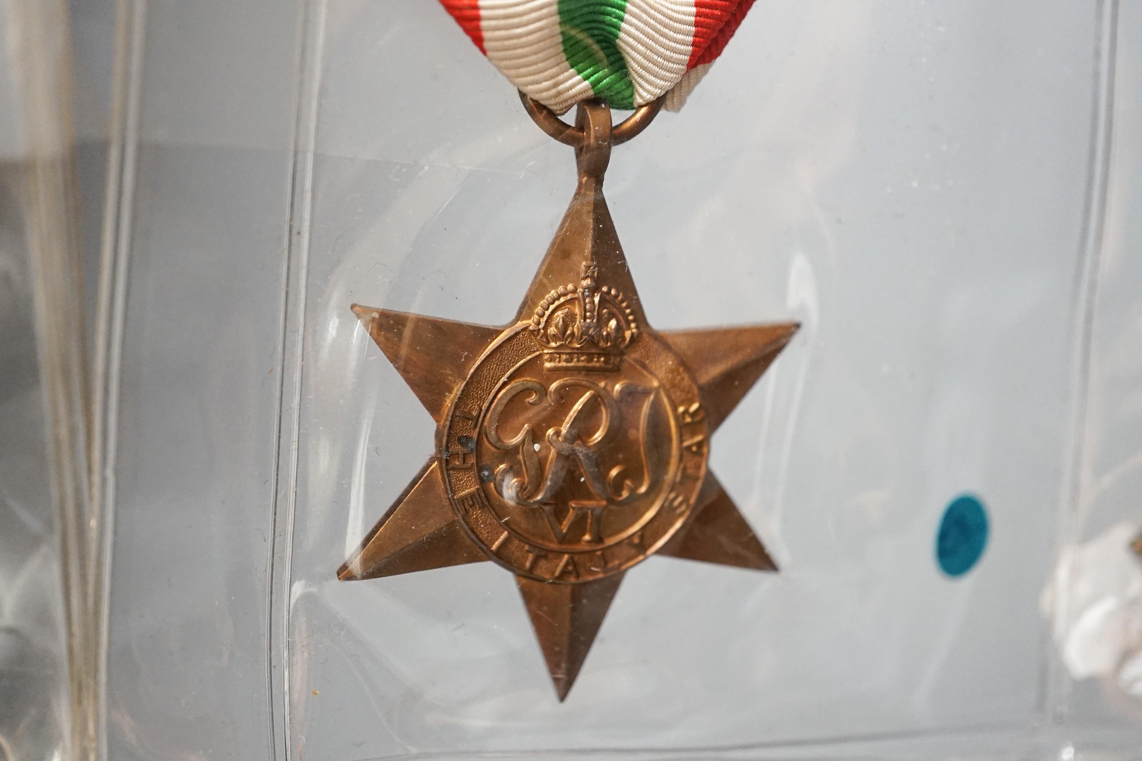 Fifteen unnamed WW2 medals to include Aircrew Europe star, 1939-1945 star (two), the Africa star, the Pacific, the Burma star, The Italy star (two), the Defence medal (two), France and Germany star, Canadian silver Defen